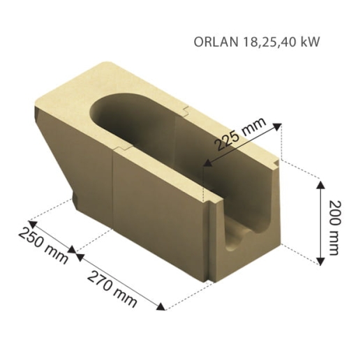 Kompletny popielnik wykonany z żarobetonu glinowo-krzemionkowego do kotła ORLAN 18,25,40 kW