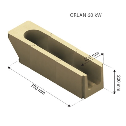 Kompletny popielnik wykonany z żarobetonu glinowo-krzemionkowego do kotła ORLAN 60 kW +