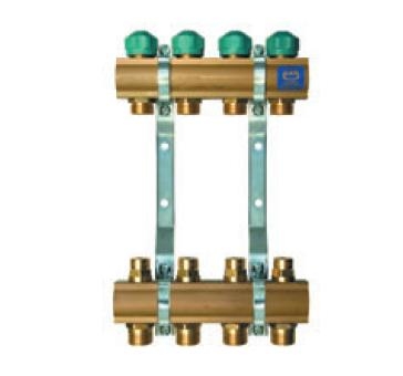 Rozdzielacz KAN - 1” z zaworami regulacyjnymi i zaworami do siłowników - 2 obwody grzewcze
