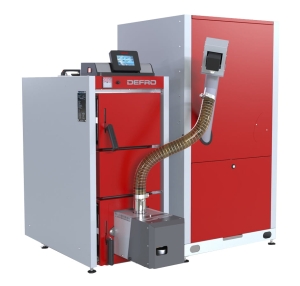 Pelletkessel Defro Delta EkoPell 15 kW mit Zubringer auf der linken Seite