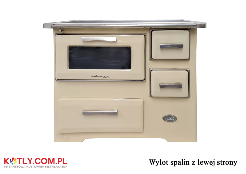 Kitchen stove SD-7 New Line EU 7 kW - cremy with exhaust flue on left side