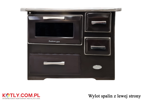 Kitchen stove SD-7 New Line EU 7 kW - brown with exhaust flue on left side
