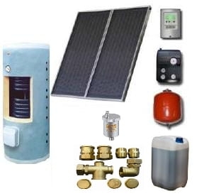 Kompletny zestaw solarny GALMET PREMIUM  LARGE (2 kolektory KSG 26) /Galmet 2W.300/TDC-3/S24 dla 3 - 4 osobowej rodziny