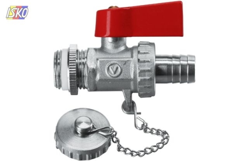 Product KUREK /ZAWÓR KULOWY SPUSTOWY ZE ZŁĄCZKĄI ZAŚLEPKĄ G1/2 NIKL VALVEX 16274