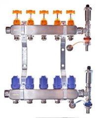 ROZDZIELACZ INOX, ROTAMETR Z TERM.ODP.8 /  KODPOW. AUTOMATYCZNY, Z.SPUSTOWE KORKI 50 MM 8 OBW