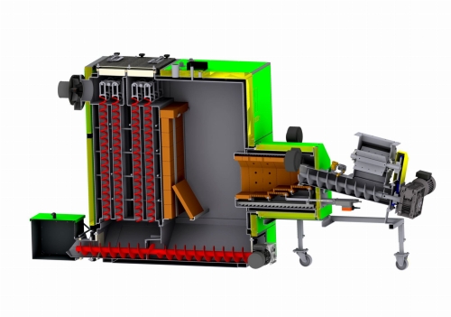 Automatyczny kocioł na biomasę AZSB PREMIUM 120 kW NS+CYKLON+FILTR