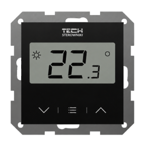 Room regulator with air humidity measurement, frame-mounted, TECH F-12b – Black