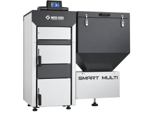 Kocioł na ekogroszek i pellet Metal-Fach SMART MULTI 25 kW z podajnikiem po prawej stronie