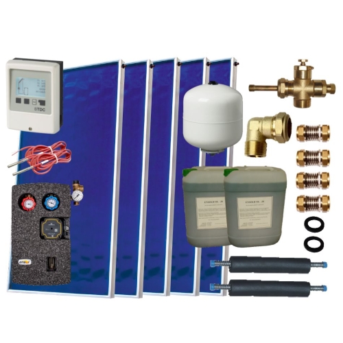 Zestaw solarny dla 6-8 osób bez zbiornika - 5 x kolektor EM1V/2,0S, STDC Al-Cu, naczynie 35 L