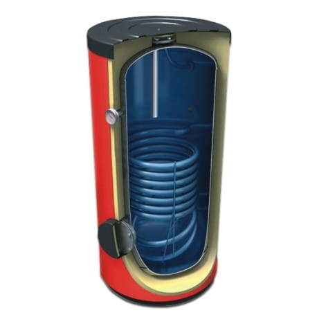 Pionowy emaliowany ogrzewacz wody Lemet SE 400 L z 1 wężownicą