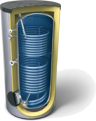 Pionowy emaliowany ogrzewacz wody Lemet SE 1500 L z 2 wężownicami