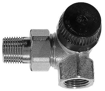 Narożny zawór termostatyczny HONEYWELL V2020RSX15 z kryzą nastawną - Prawy