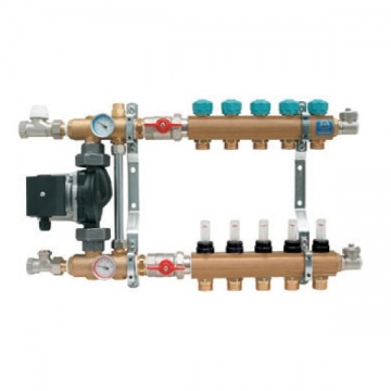 Manifold   KAN - 1" with mixing device and flowmeters - 5 heating circuits