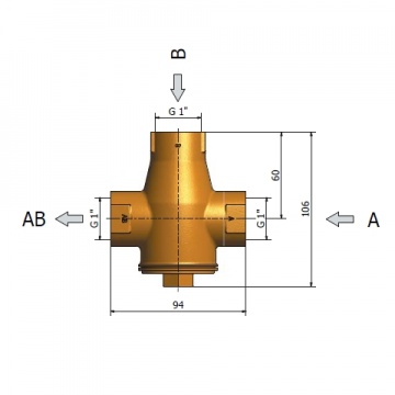 3-way thermic valve 25mm (1) Regulus TSV3 55°C