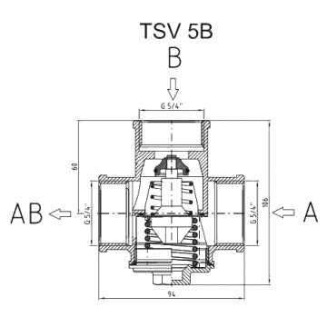Termostatický 3 cestný směšovací ventil 32mm (5/4 palec) REGULUS TSV5B 55°C