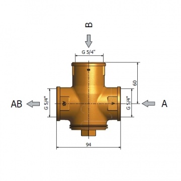 Termostatický 3 cestný směšovací ventil 32mm (5/4") REGULUS TSV5B 65°C
