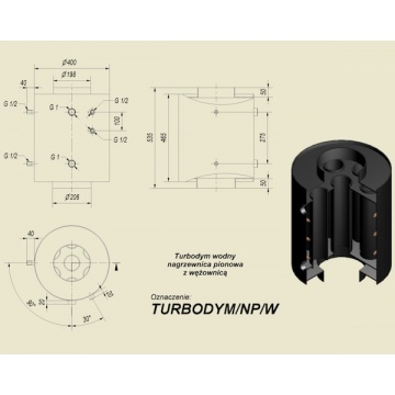 Turbodym water vertical heater with coil