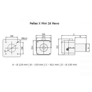 Pelletsbrenner Pellas X Mini 26 Revo mit Schnecke  2m und LCD Steuerung