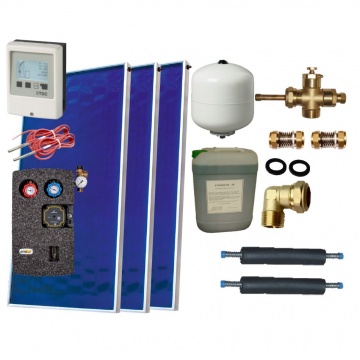 Solar package for 3-5 persons without hot water tank - 3 x collectors EM1V 2,0S Al-Cu, STDC, S24