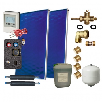 Solar package for 2-3 persons without hot water tank - 2 collectors ES2V 2,65S Al-Cu, STDC, S24