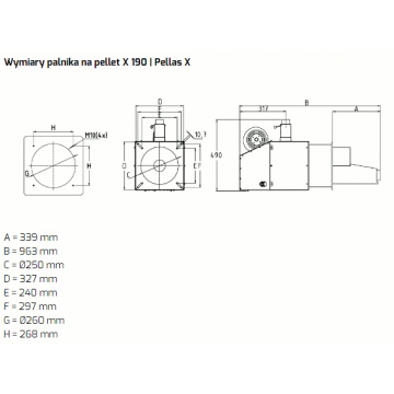 Pelletsbrenner Pellas X 190kW mit Schnecke  2m und LCD Steuerung