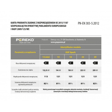 Boiler for pellets Pereko KSP Spark 29kW