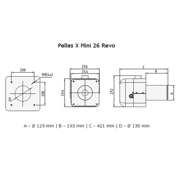Pelletsbrenner Pellas X Mini 16 Revo mit Schnecke  2m und LCD Steuerung