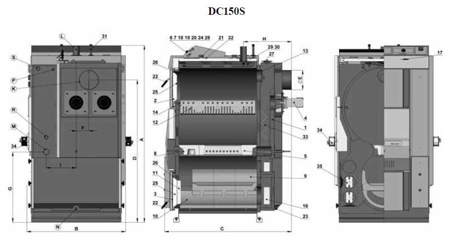 Construction scheme of a wood gasification ATMOS DC 150