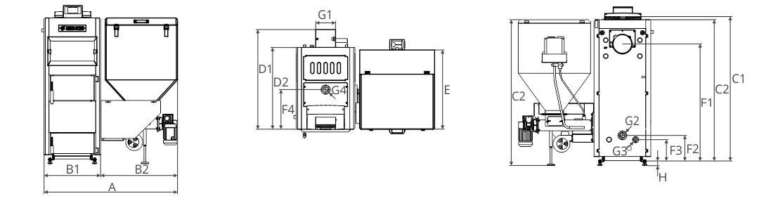 Zeichnung mit Abmessungen von SEG BIO
