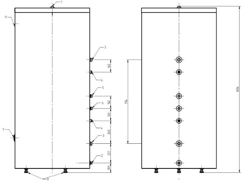 wymiennik z jedną wężownicą do pomp ciepła 500 l WW500PCE