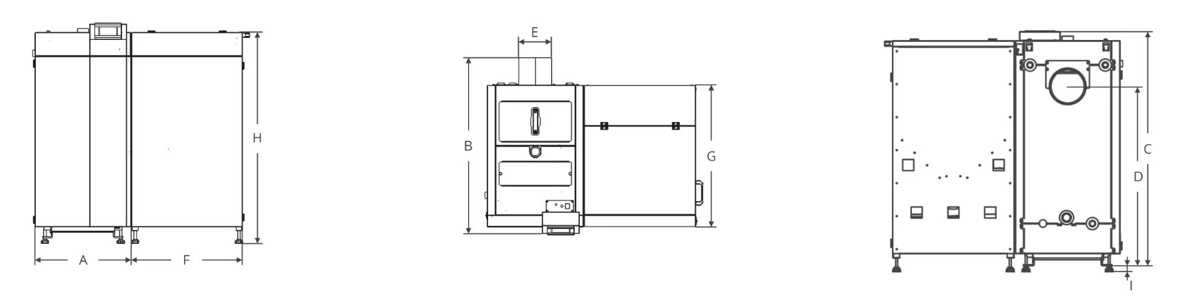 Kocioł SEG PELLET 42 kW – wymiary