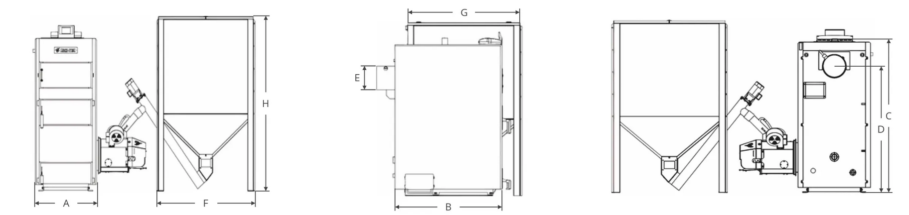 Kocioł SEG PELLET 60 kW – wymiary